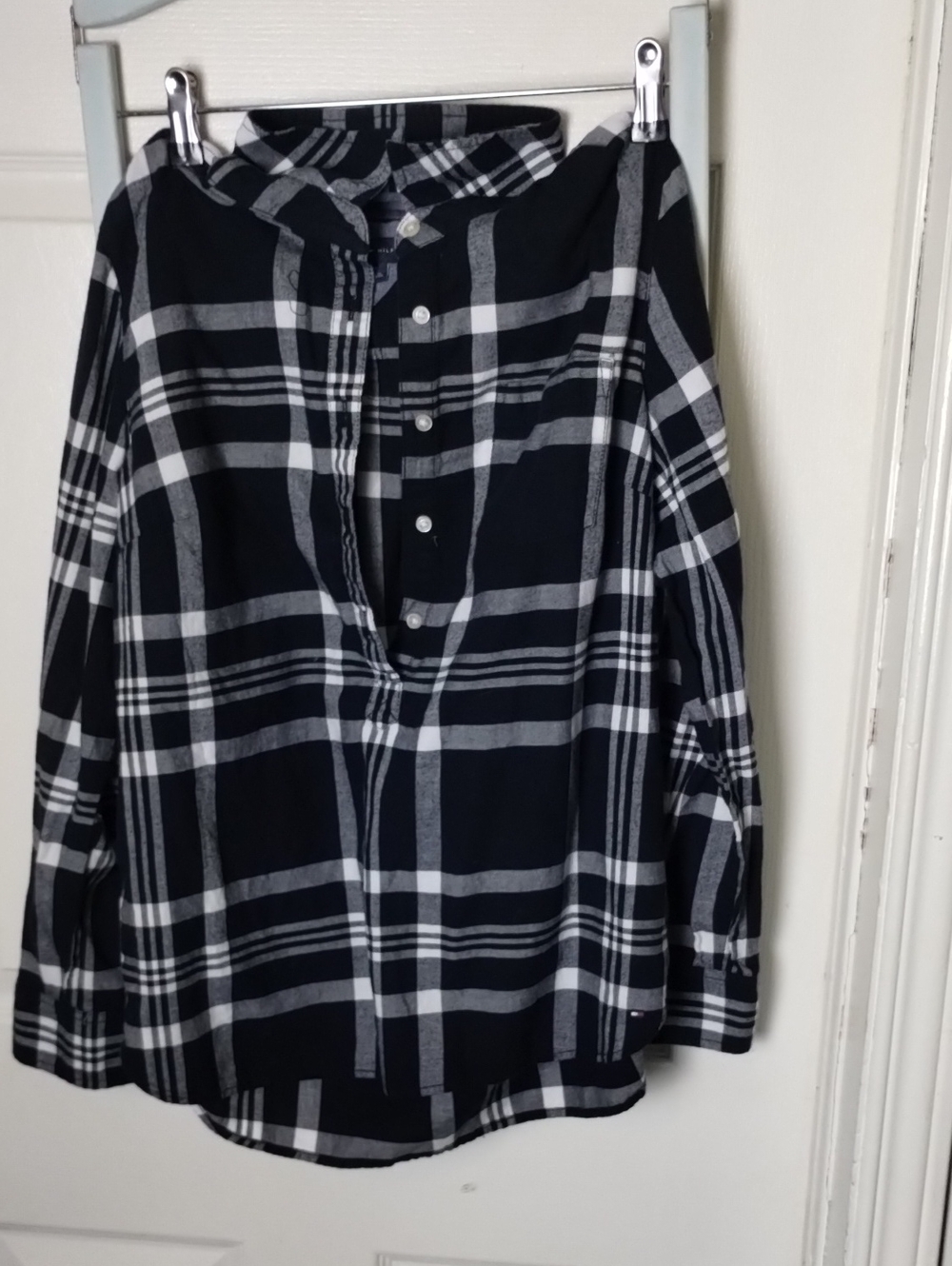 Tommy Hilfiger Black and White Plaid Button-Down Shirt